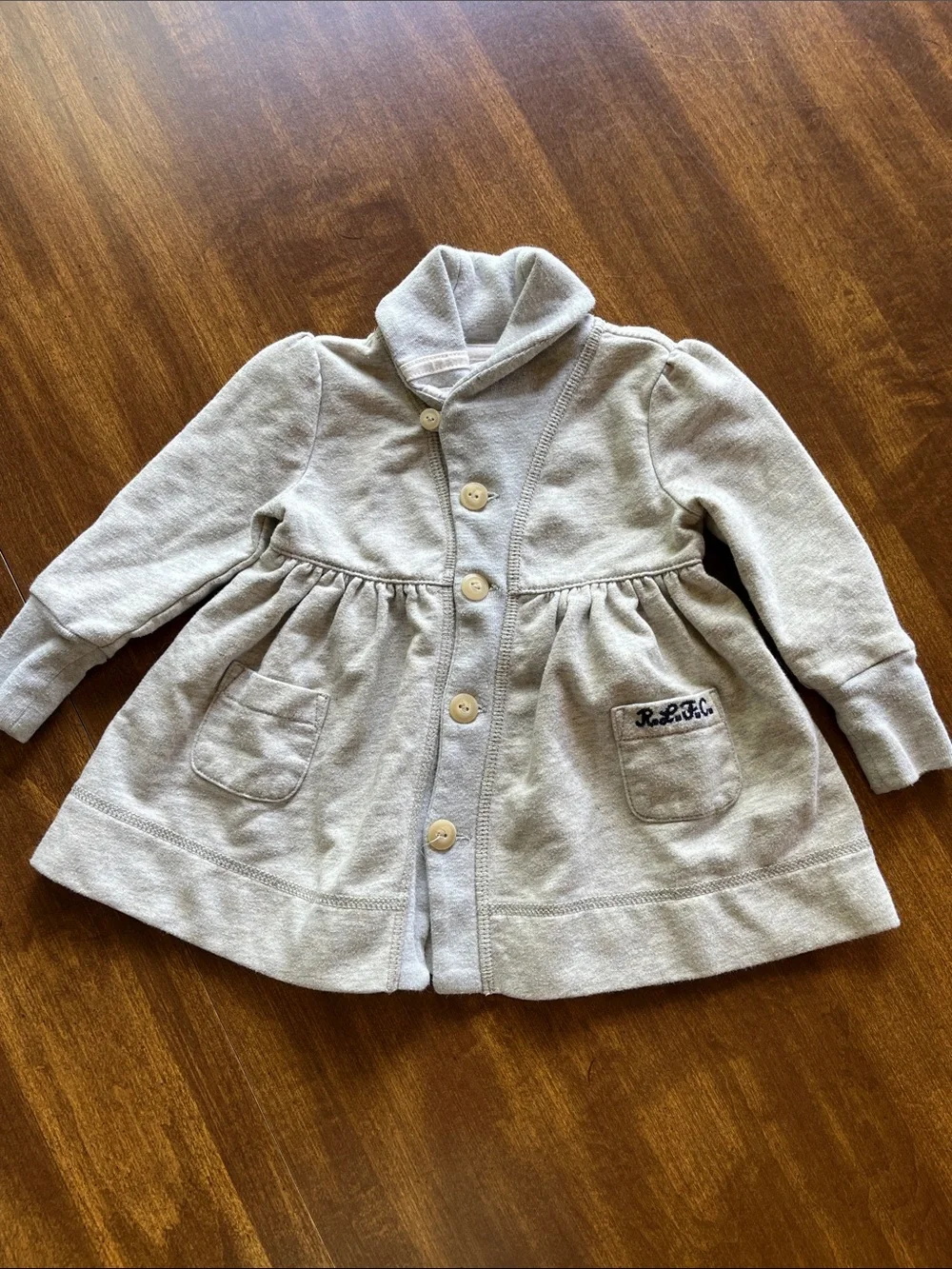 Ralph Lauren Shawl Collar Button Front Sweatshirt Cardigan, Size 9 months